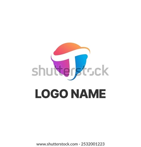 Abstract logos collection with letter T. Geometric abstract logos. rounded circle Icon design