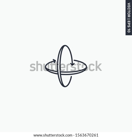 Rotation axic, linear style sign for mobile concept and web design. Symbol, logo illustration. Pixel perfect vector graphics