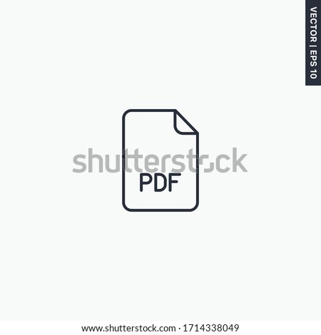 PDF file format, linear style sign for mobile concept and web design. Symbol, logo illustration. Pixel perfect vector graphics