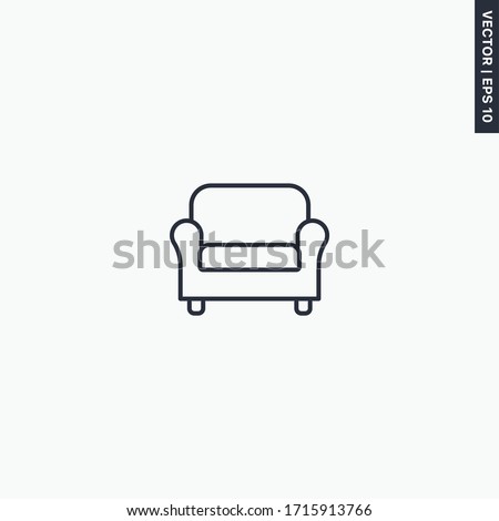 Armchair, linear style sign for mobile concept and web design. Symbol, logo illustration. Pixel perfect vector graphics