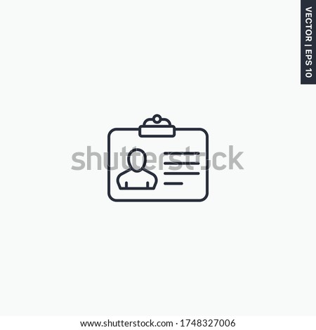 Personal badge rounded, linear style sign for mobile concept and web design. Symbol, logo illustration. Pixel perfect vector graphics