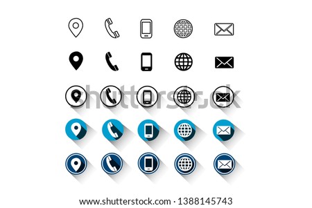 5 different style contact information icon , all are 25 icons