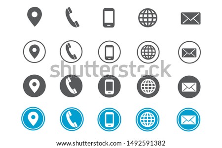 4 style contact information icons for business card and website