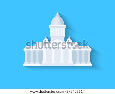 Government flat design with long shadow on blue background