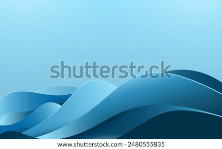 Abstract vector background featuring a stylish blue wave with lighter blue shades and smooth curves. Ideal for brochures, websites, mobile apps, and leaflets, it provides a sleek, modern backdrop.