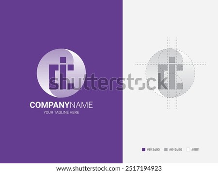 Creative 'C I' letter logo design. Modern abstract logo with a circle shape and geometric 'C I' letter design, following the golden ratio (1.618). Ideal for technology and corporate branding.