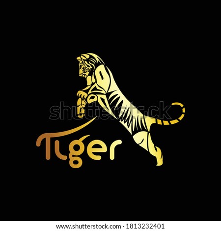 gold tiger logo design isolated in black