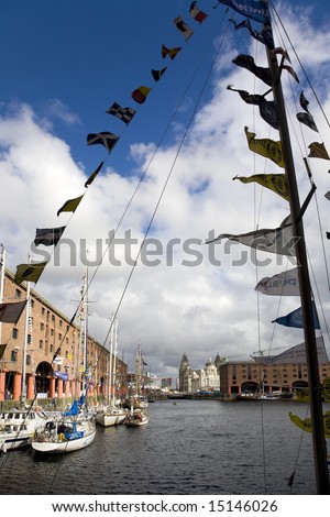 Tall ships in the Albert Dock, Liverpool as part of European Capital of Culture Events 2008