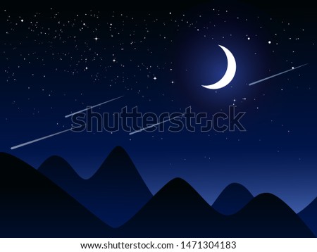minimal night scene background with shooting stars