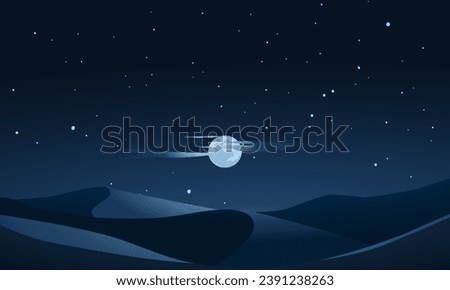 Desert night sky with full moon and stars