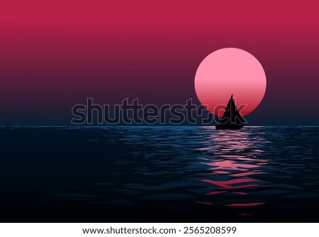 Similar – Image, Stock Photo Red sunset with calm sea in the Mediterranean