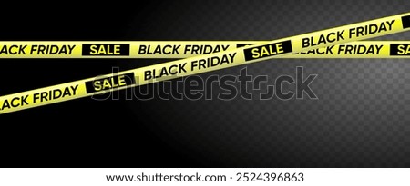 Black Friday Sale warning ribbobs tapes yellow color. Black Friday banner background.Vector horizontal illustration