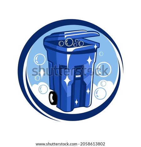 Modern trash can service logo. Vector illustration