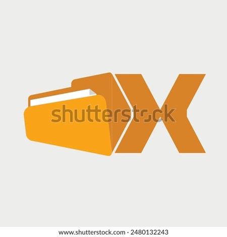 Initial Letter X Folder Logo. Vector Illustration.