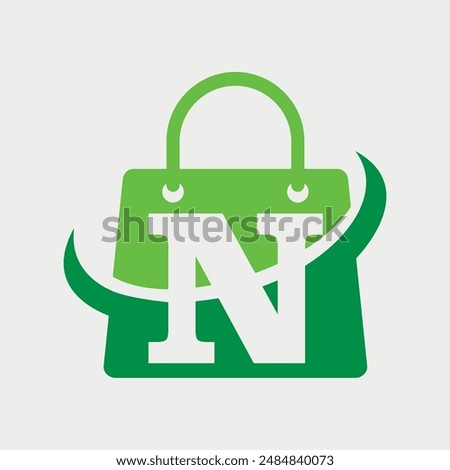 Letter N Initial Handbag Logo Design. Vector Illustration.