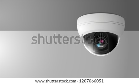 Realistic CCTV dome model vector on ceiling, Vector Illustration.