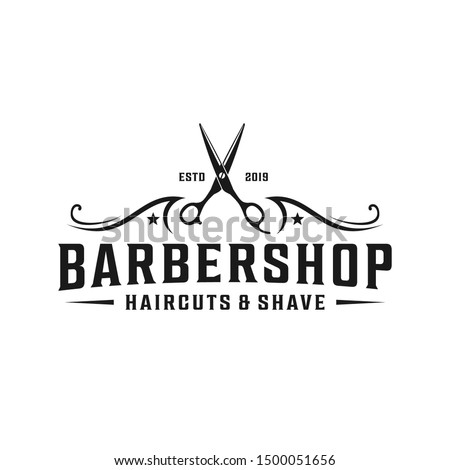 Barbershop simple minimalist logo design with elegant ornament