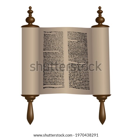 Torah scroll with text. Vector clip art, isolated.