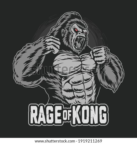 gorilla kong gets angry and screams artwork vector