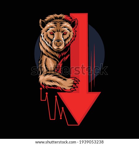 bearish bear in stock trading graphics, crypto, forex which shows a downtrend