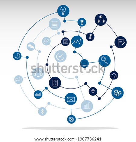 Infographic vector with icons set in circular layers for presentation and website