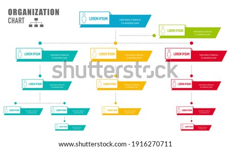 Corporate organization chart with business people icons. Vector illustration.