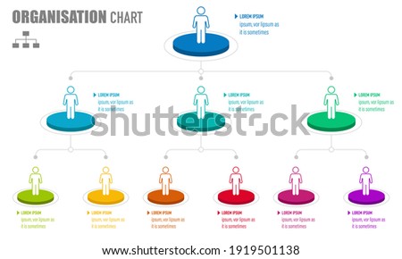 Corporate organization chart with business people icons. Vector illustration.	