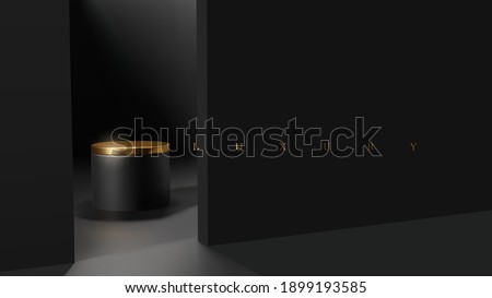 Luxury minimal black and gold podium scene for product presentation vector. professional product display placement mockup template