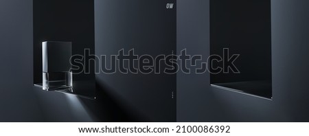 Minimal dark elegant product placement scene vector. 3d realistic podium, product display ad presentation template