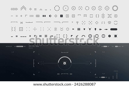 Simple HUD UI elements vector set. elegant, sleek, futuristic