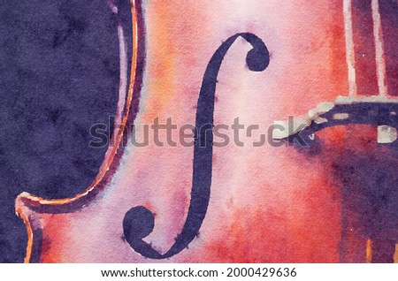 wet watercolor classical violin fade abstract wet wash close up music painting viola