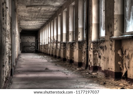 Similar – Image, Stock Photo lost places | Lost Land Love | Old roof construction with light hole