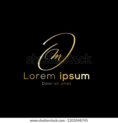 Gold color, Simple initial luxury Letter Type M Logo Sign Symbol Icon