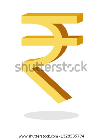 Indian Rupee symbol sign 3D golden INR Money