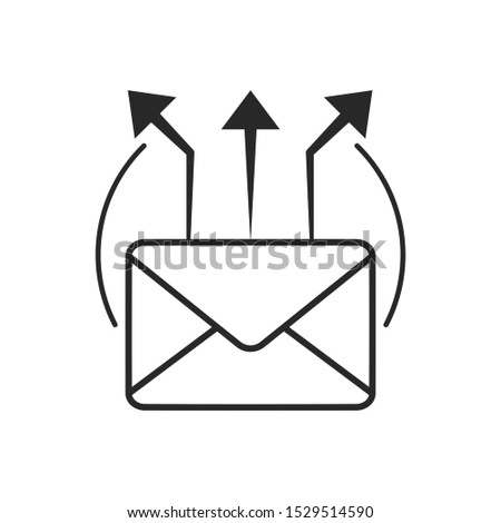 Email marketing icon. Outline thin line illustration. Isolated on white background. 