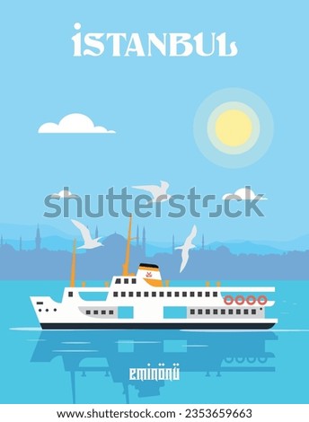 Similar – Image, Stock Photo The Istanbul ferry is starting to pick up speed.