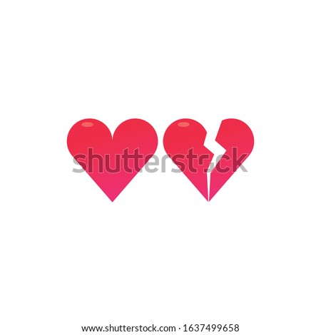 Heart and Heartbrake vector illustration for Valentine`s day, isolated on white background