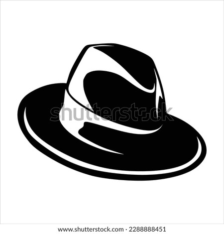 Fedora hat in black and white artline for illustration