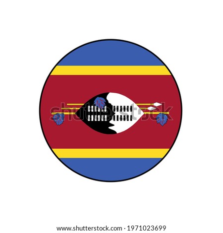 Flag of Swaziland or Eswatini in South Africa Vector Circle Icon Button for Africa Concepts. 