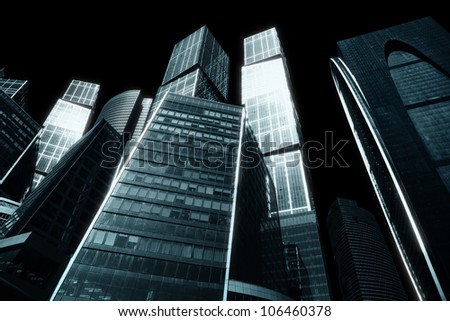 Similar – Image, Stock Photo Gloomy skyscraper facade with graphically cut hedge plant