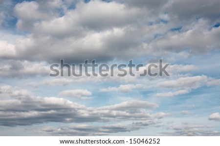 The cloudy blue spring sky