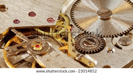 Macrophoto of interiors of a mechanical watch