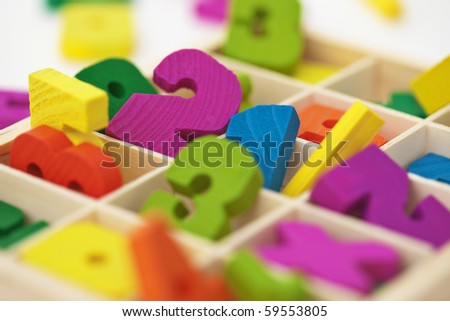 School color wooden material for arithmetics teaching - close up