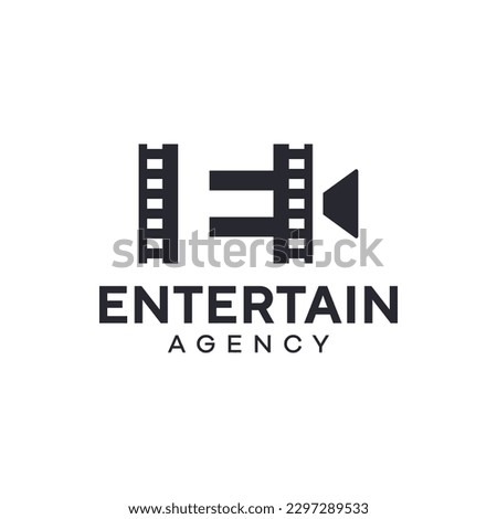 Unique logo combination of film strip, letter E and camera. It is suitable for companies engaged in the film industry.