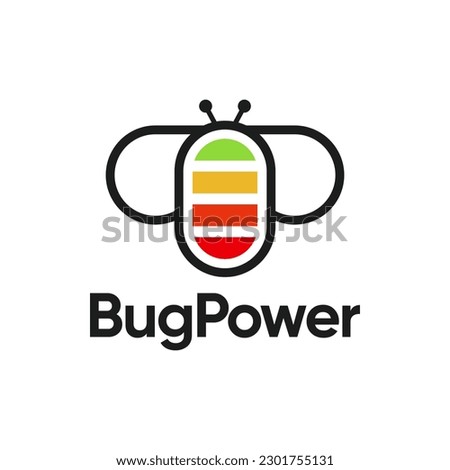 Modern logo of bug and battery combination. It is suitable for use as a battery indicator icon.