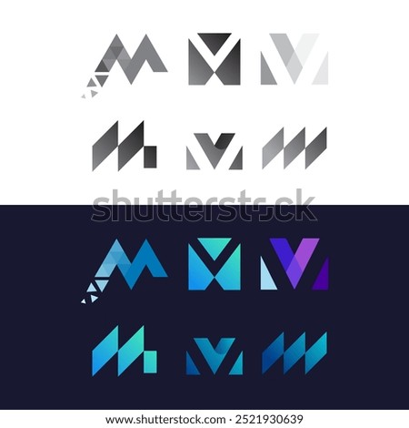 A set of M technology logo letters. Very suitable for use for modern companies.