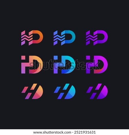 Modern logo combination of signal, letter H and D logo. Very suitable for use for modern technology companies.