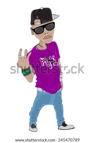 Rapper Character Vector Illustration/ Hand Drawn Caricature Of A Rapper ...