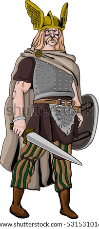 Galic warrior illustration/ Editable Eps10.