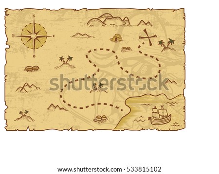 Illustration of a pirate map concept/ Editable Eps10.